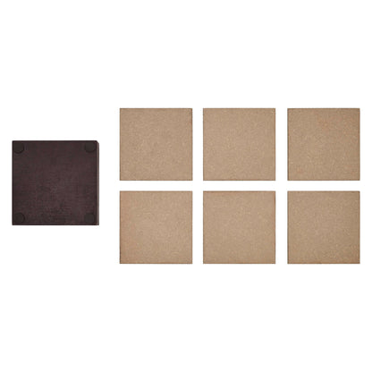 White Stars On Navy MDF Coaster w/ Container Set of 6 4x4
